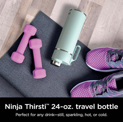 Ninja DW2401MT Thirsti 24oz Reiswaterbottel Lekvry, 24 Ure Koud, Skottelgoedwasser Veilig, Roesvrye Staal Geïsoleerde Tuimelaar, See-skuim Blou