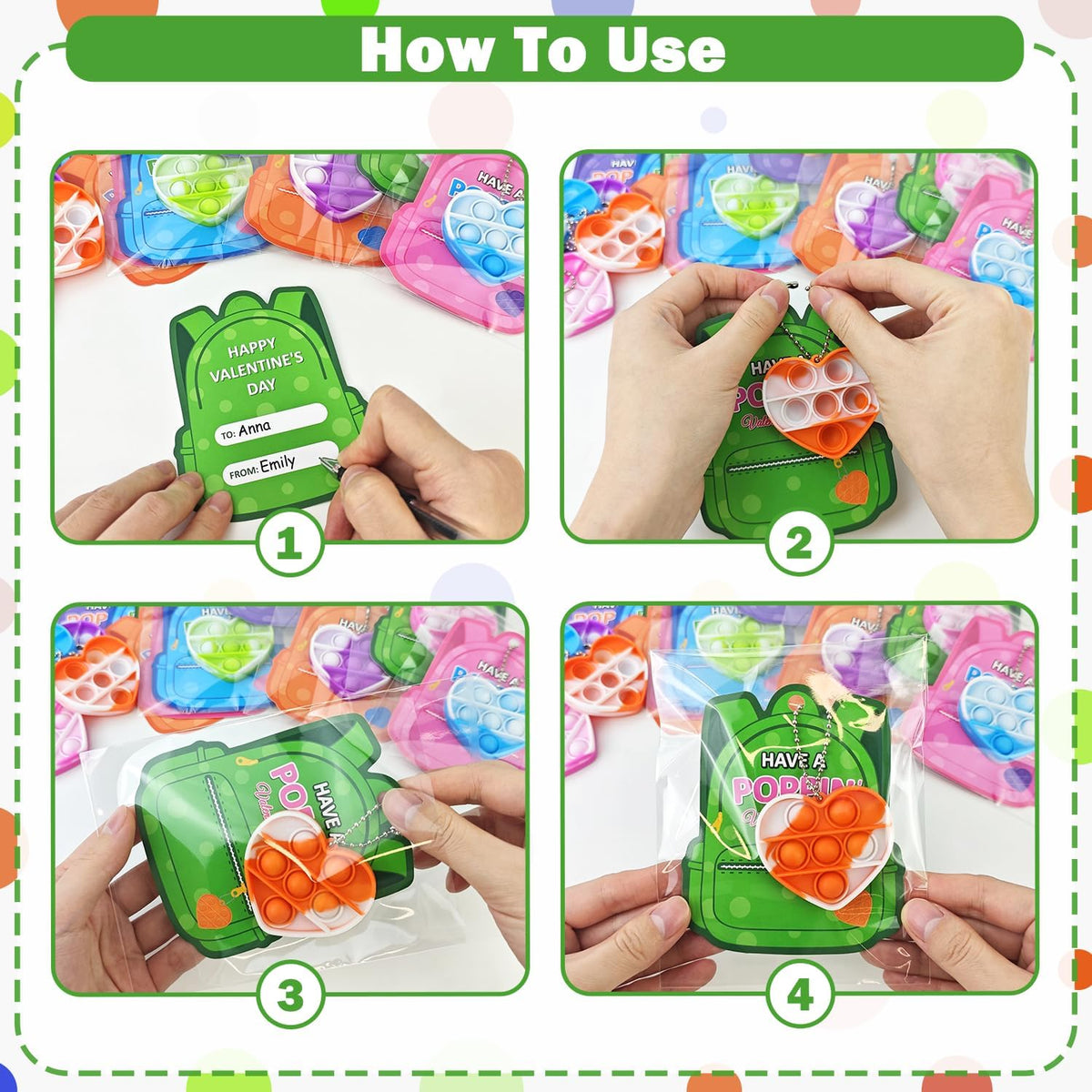 Valentines Day Gifts Cards for Kids Classroom 28 Pack,Mini Pop Keychain Fidget Toy with Class Exchange Cards for Toddlers Preschool,Non Candy Treats Valentines School Party Favors Prizes for Boy Girl