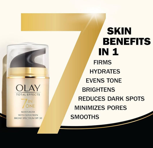 Olay Gesigbevogtigende Melk SPF 30 Totale Effekte vir Droë Vel, 7 Voordele insluitend Verklein Porië, Teenveroudering, 1.7 oz