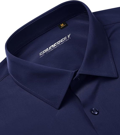Mans Langmou Slim Fit, Spiervas, Kreukelvry, Knoop-af Rekbaar