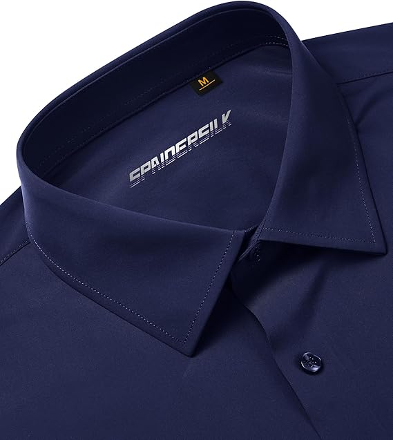 Mans Langmou Slim Fit, Spiervas, Kreukelvry, Knoop-af Rekbaar