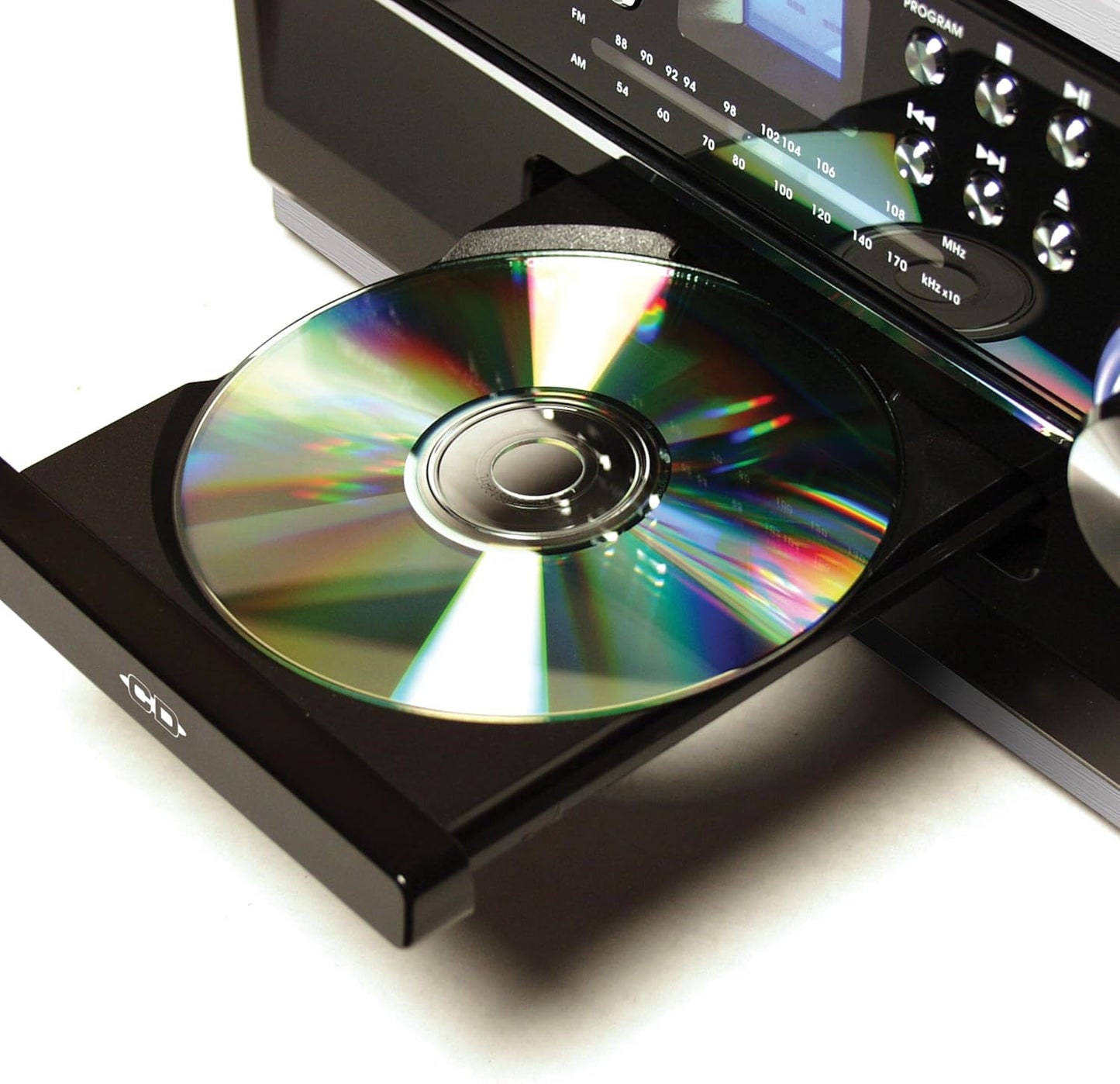 JTA-475 3-Speed Turntable w/ CD, Cassette & AM/FM Stereo Radio + Bonus 2 Pack Record Player Replacement Needles