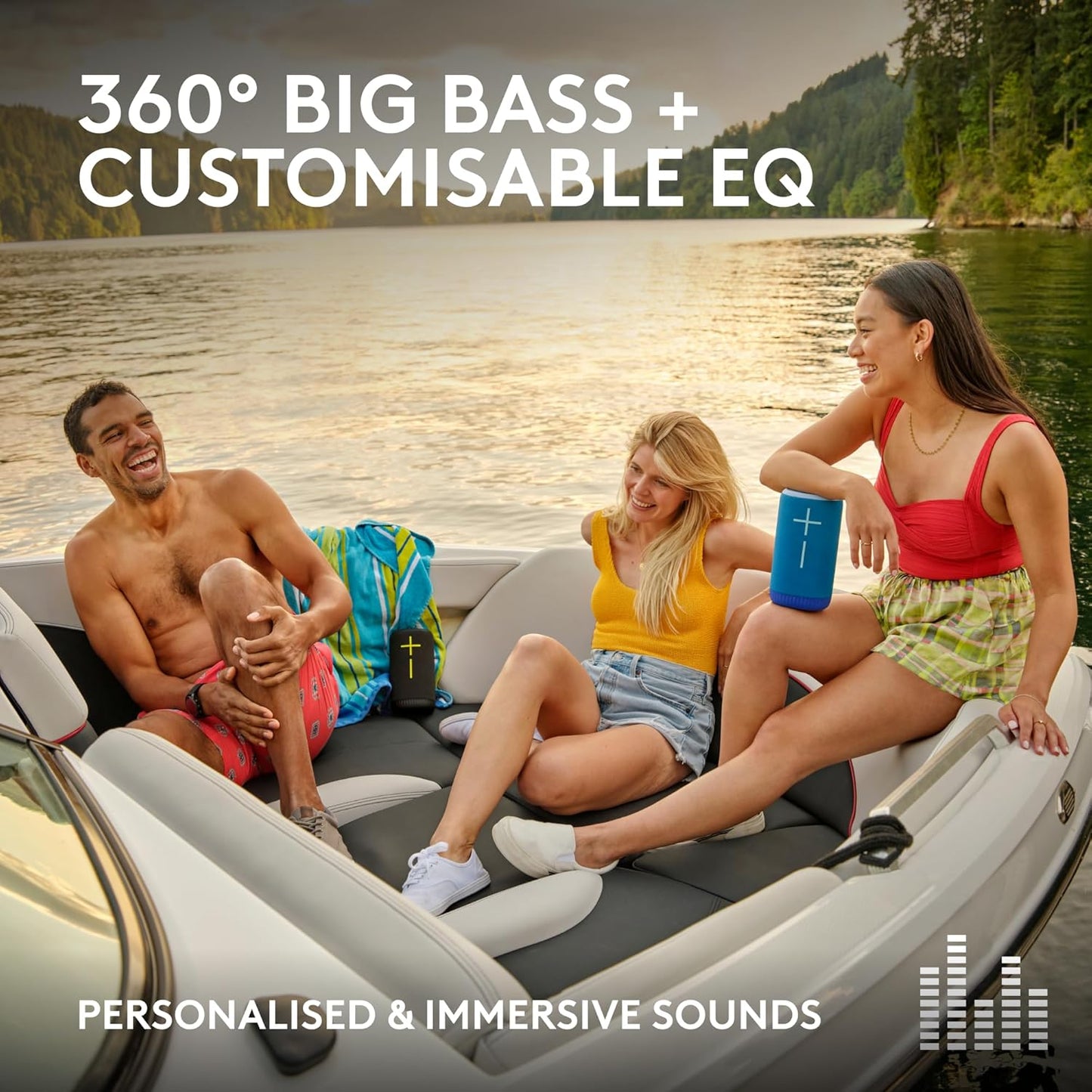 Ultimate Ears EVERBOOM Wireless Bluetooth Portable Speaker, Big Bass and Immersive 360-Degree Sound, Floatable Waterproof Speaker IP67, up to 20-Hour Battery and 180 ft (55 m) Range - Colbat Blue