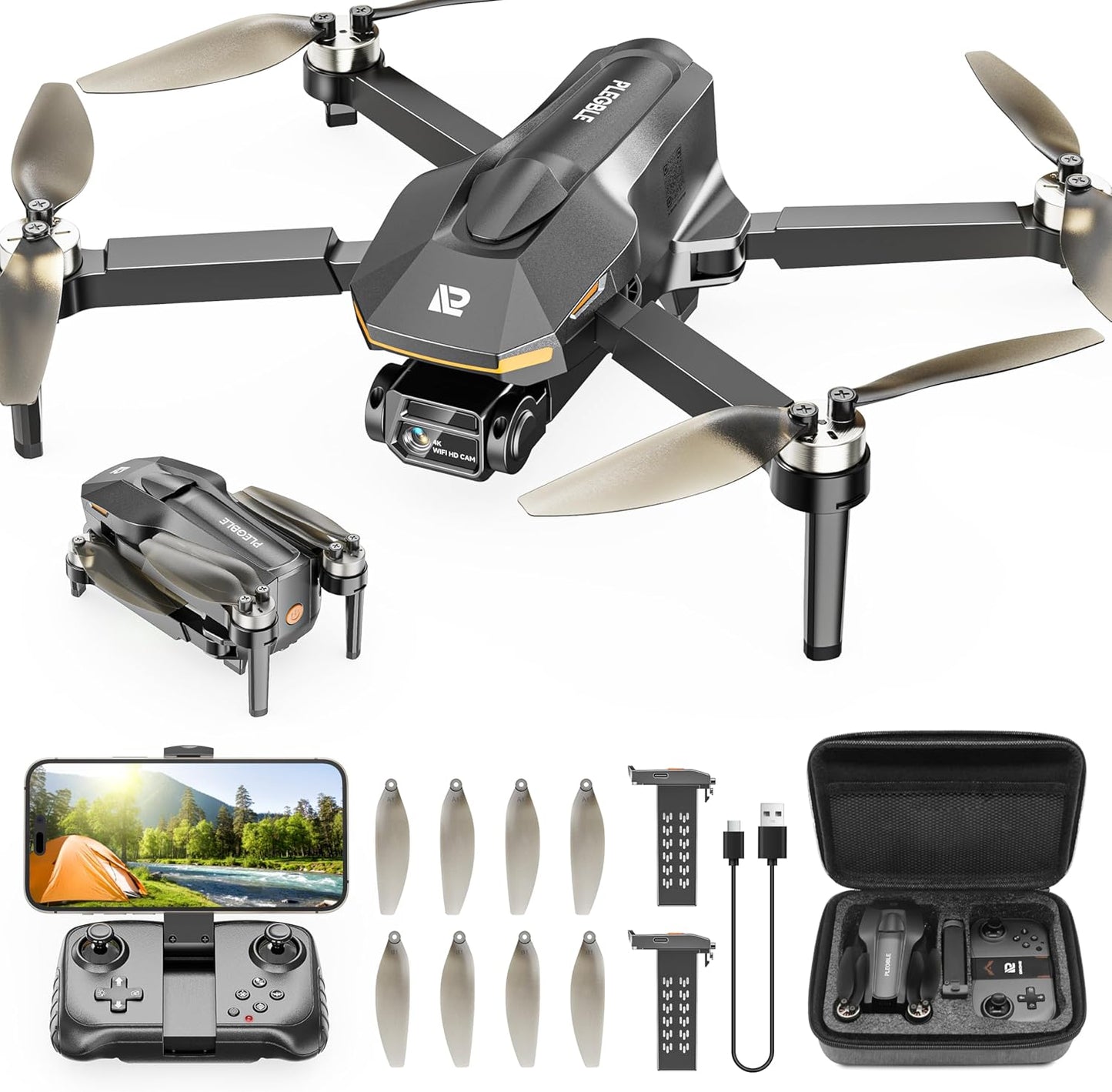 Drones w/ Camera 4K, Brushless Motor FPV Foldable Mini RC Drone for Beginners, One-Touch, WiFi, Auto Hover