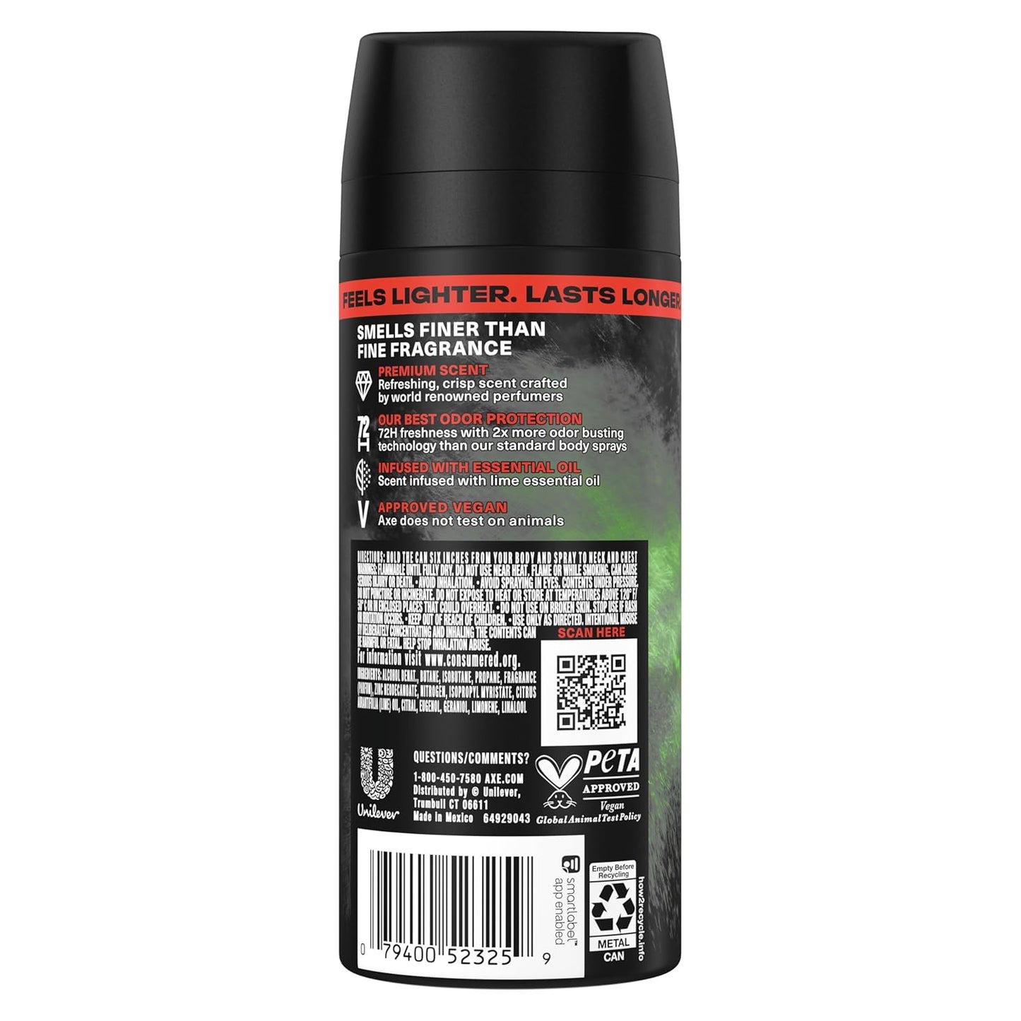 AXE Fine Fragrance Collection Body Spray Watermelon Freeze 72 Hour Freshness Aluminum Free - 2.9 oz (Pack of 3)