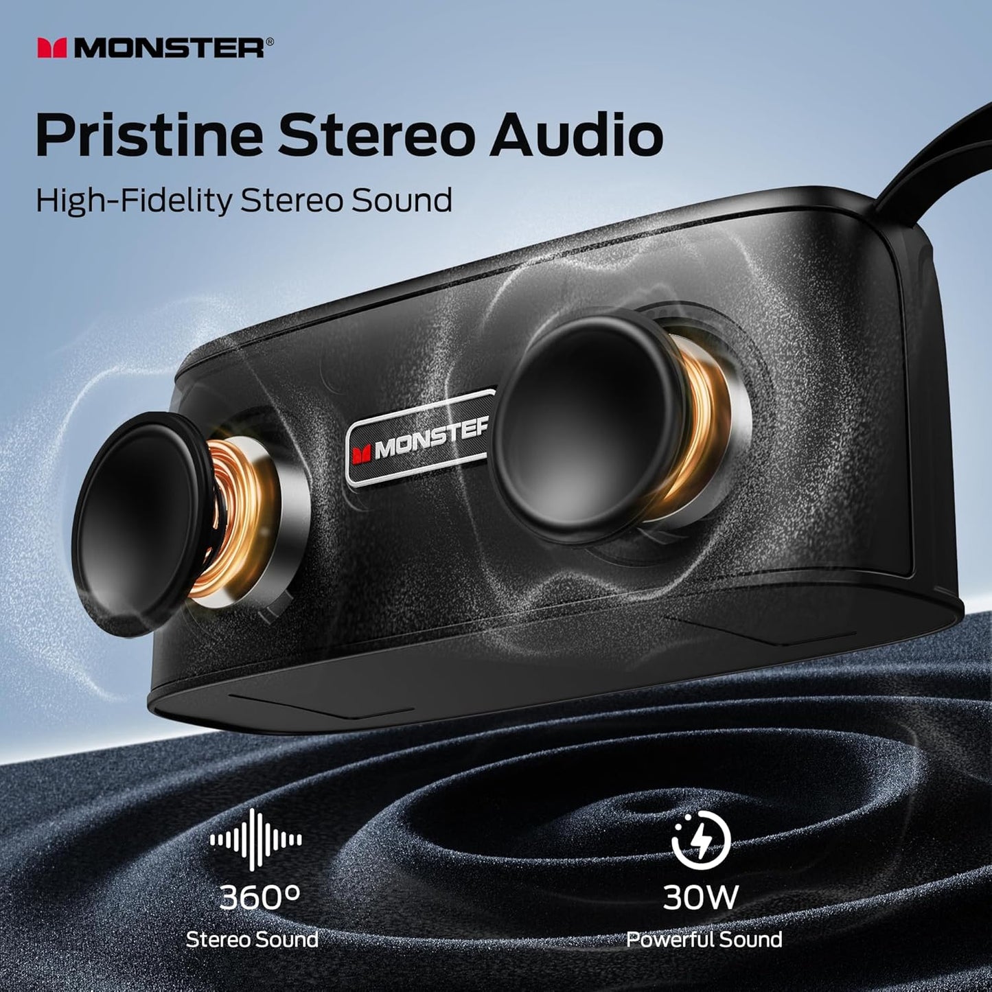 Shock Portable Bluetooth Speaker, True Wireless Speaker, 30W Loud Stereo Sound, IPX6 Waterproof Speaker
