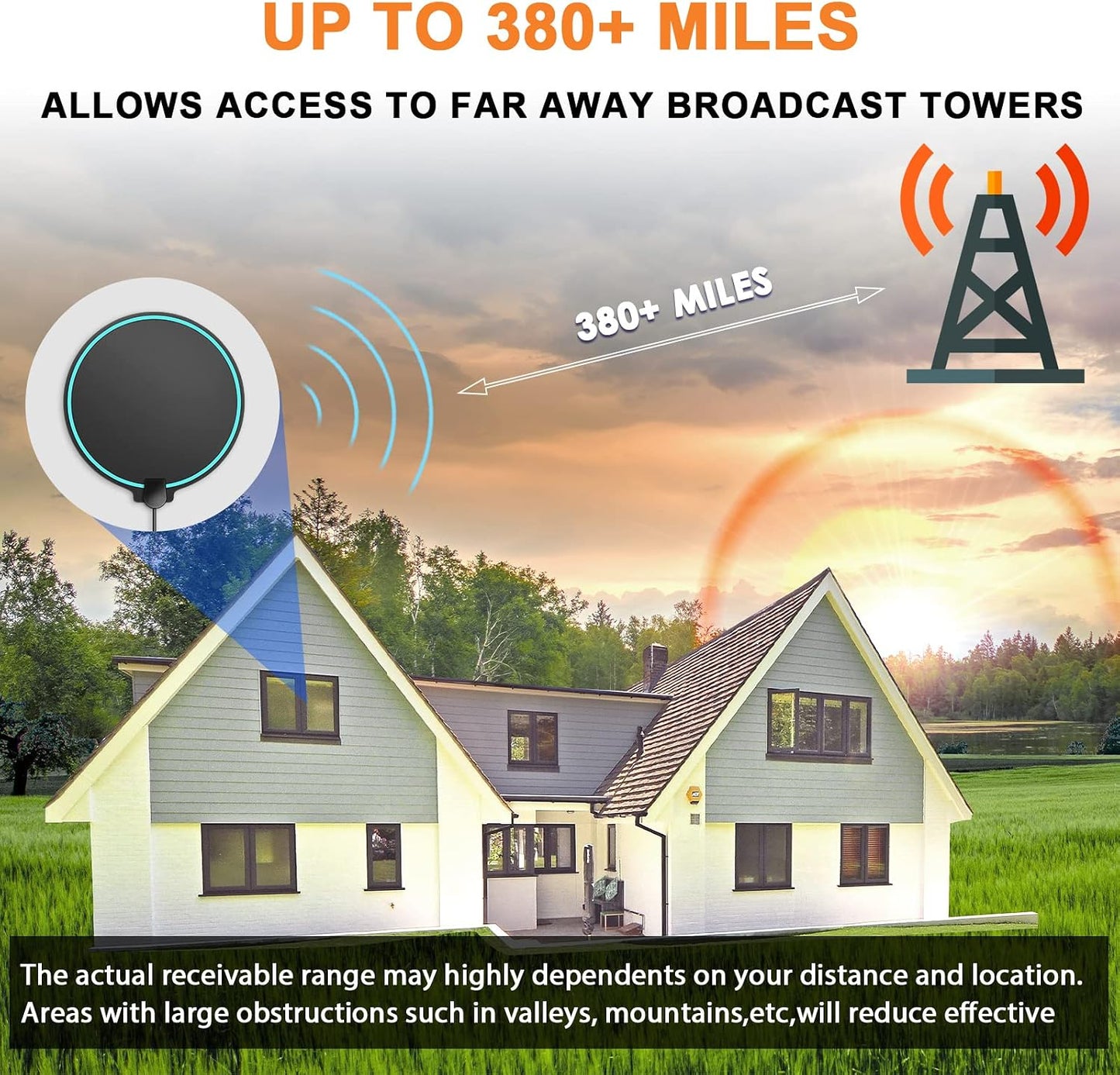 Digitale HDTV Antenne Langafstand 380 Myl Binnenshuise Versterkte Seinversterker