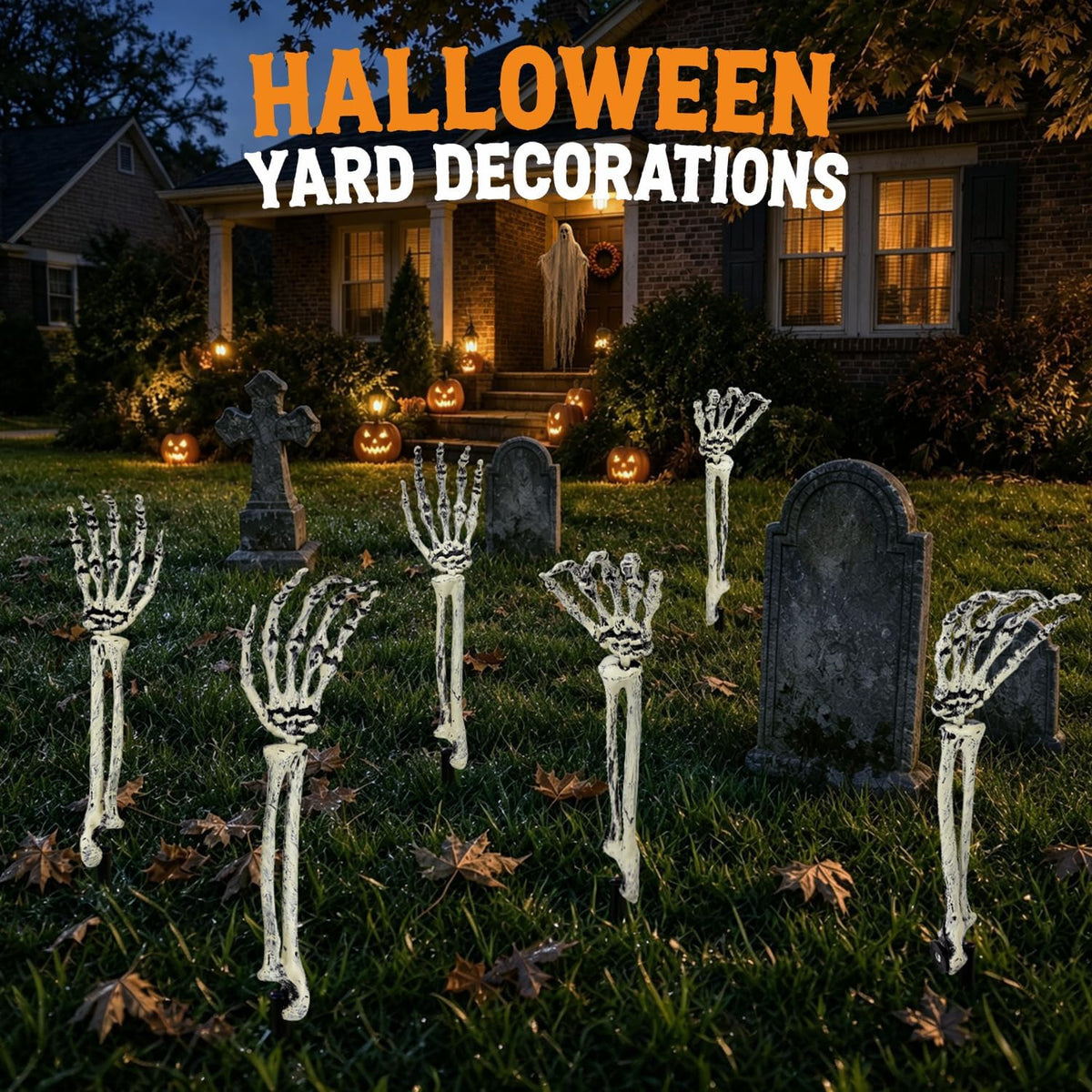 Halloween Outdoor Decorations, 8 PCS Groundbreaker Skeleton Hands Stakes