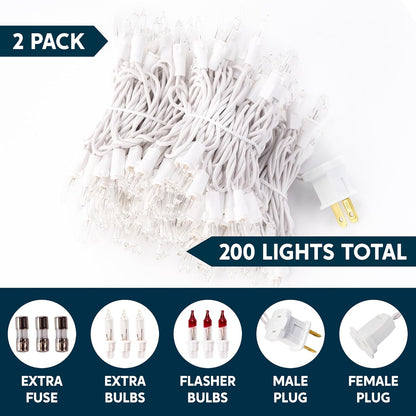 Kersfees Ligkettings 200 Mini Warm Feetjieliggies, 13 m Beligtingsversiering – Wit Draad