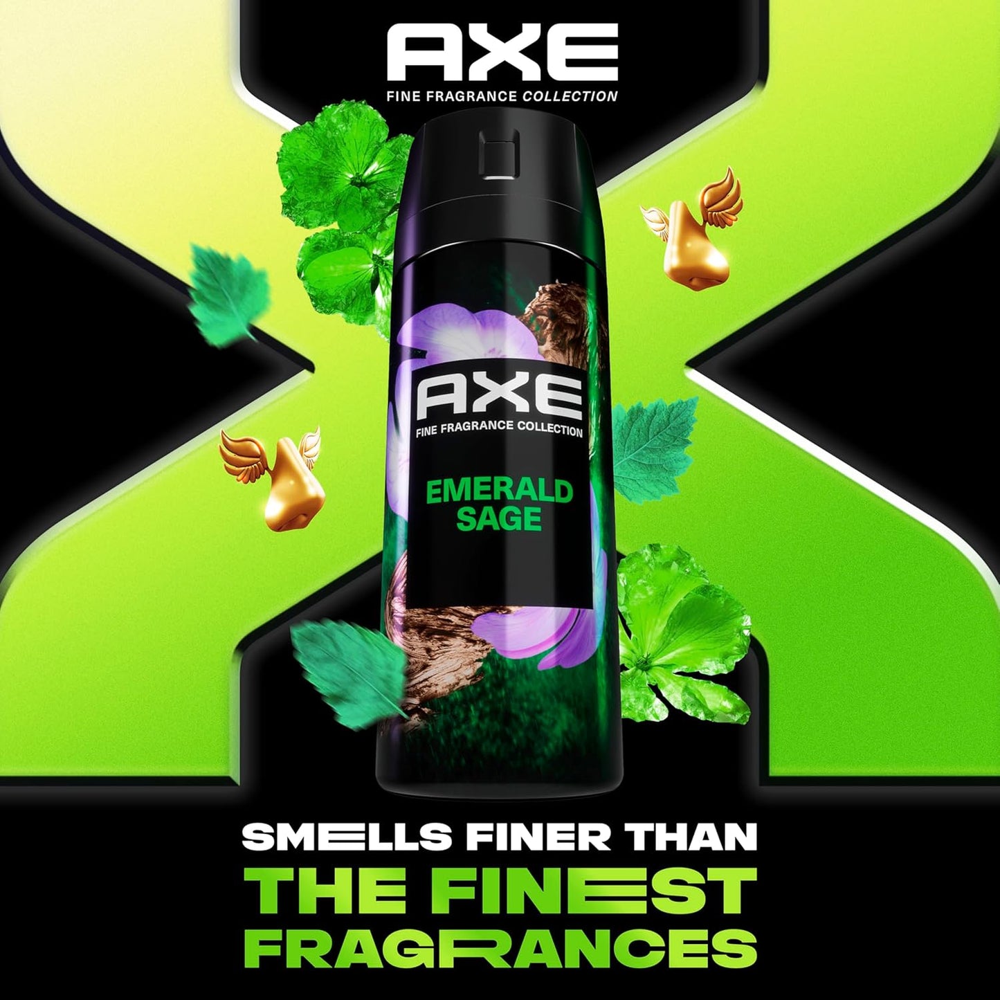 AXE Fine Fragrance Collection Premium Deodorant Body Spray for Men Emerald Sage with 72H Odor Protection - 4 oz (Pack of 3