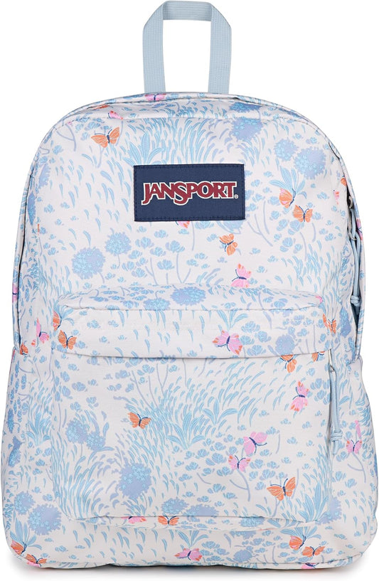 JanSport SuperBreak One Rugsak - Duursame, Liggewig Sak met 1 Hoofkompartement, Voorste Nutssak met Ingeboude Organiseerder, Premium Rugsak, Fluttering Fields