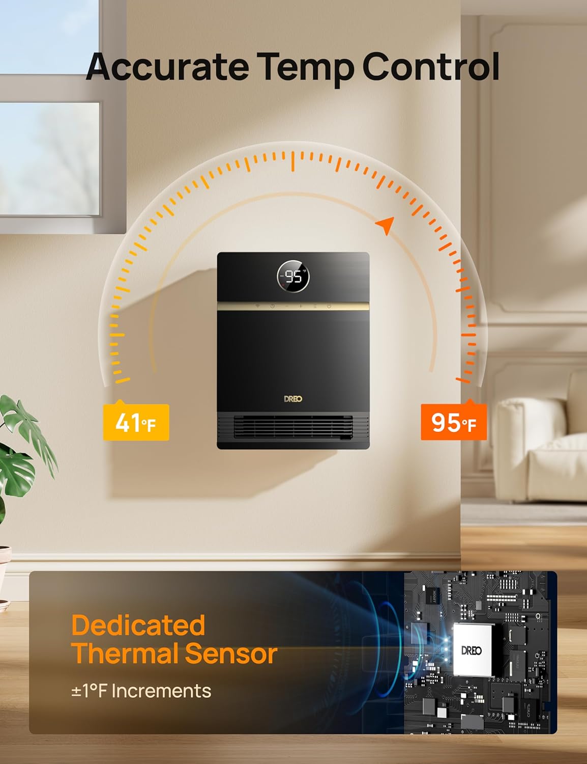 Slim Muurverwarmer, IP24 Elektriese PTC vir Binnegebruik, 30° Ossillasie, Verstelbare Termostaat, Afstandsbediening, Werk met Alexa, 24H Tydhouer, Maklik om te Monteer - Swart