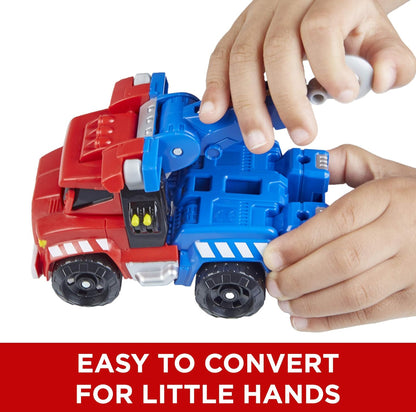 Transformers Playskool Heroes Rescue Bots Optimus Prime, 4.5-Inch Action Figure, Kids Converting Robot Toy, Ages 3+