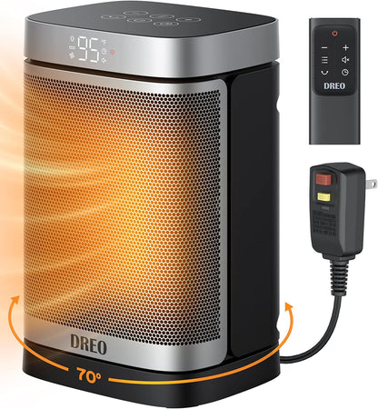 25" Vinnige Verhittingsruimteverwarmerbundel met Afstandbeheer, Anti-Brandprop + Ossillerende Keramiek Draagbare Verwarmer 1500W met Verstelbare Digitale Termostaat