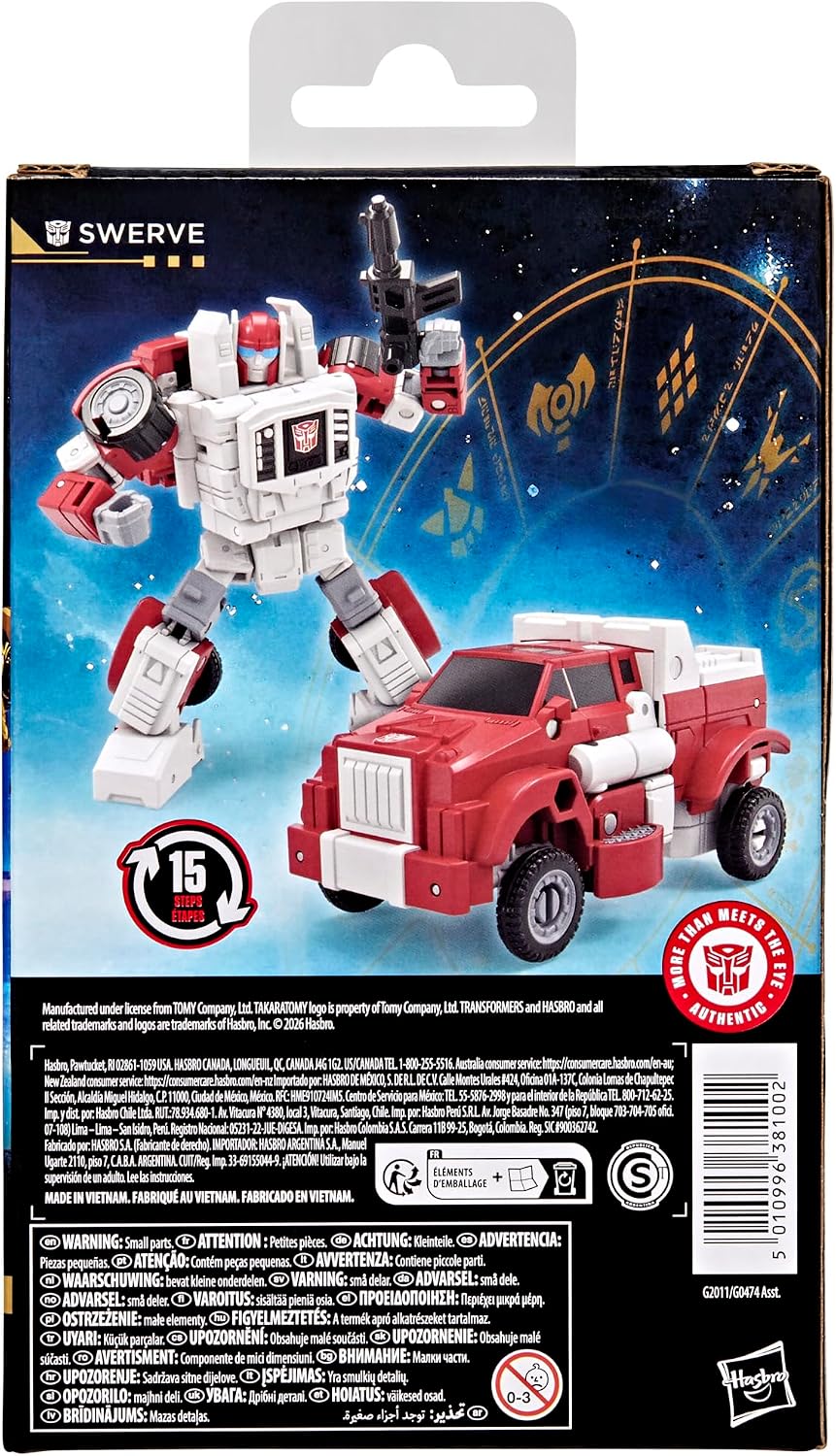 Transformers Age of the Primes Swerve, Deluxe Class 4.5-inch Converting Action Figure, Robot Toys for Ages 8+
