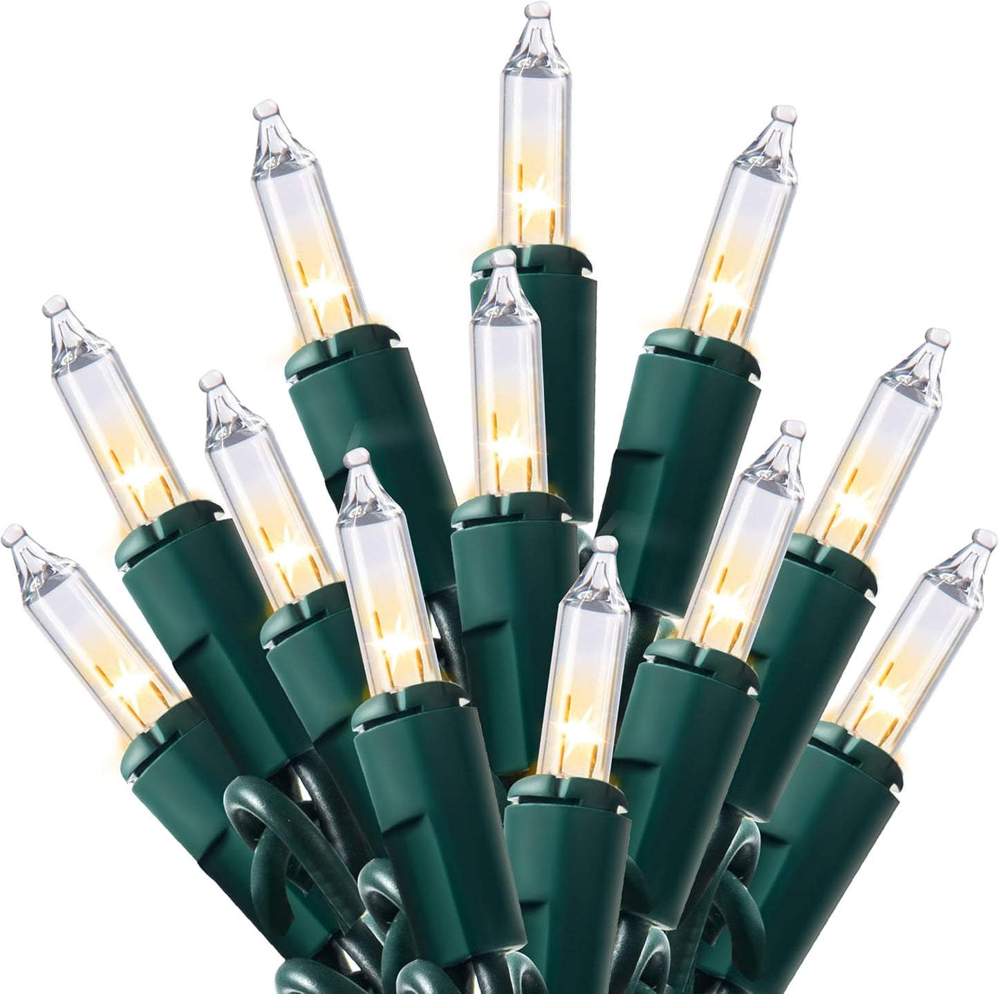 Guirlande lumineuse de Noël d'intérieur, 100 mini lumières féeriques blanc chaud, 5,9 m de décoration lumineuse - Fil vert