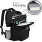 26L Black Backpack for School, College, and Travel: Water Resistant Bookbag with 8 Compartments