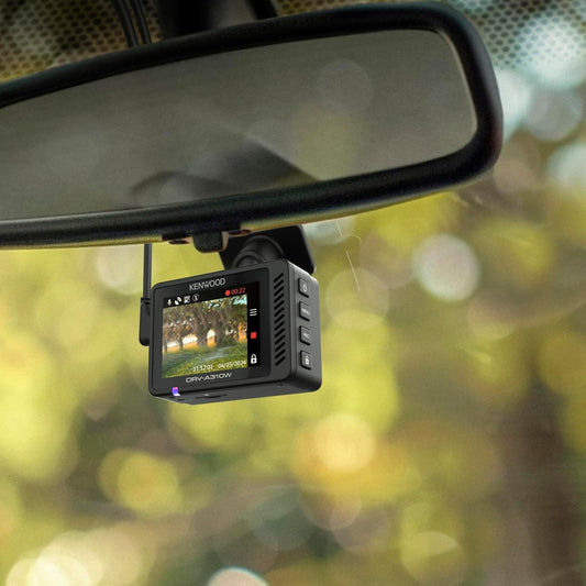 KENWOOD DRV-A310W GPS-paneelkamera, Volle HD-paneelkamera, WDR/HDR-motorkamera met Bluetooth- & Wi-Fi-verbinding, G-sensor, botsingsopsporing, opsionele agterkamera-ondersteuning