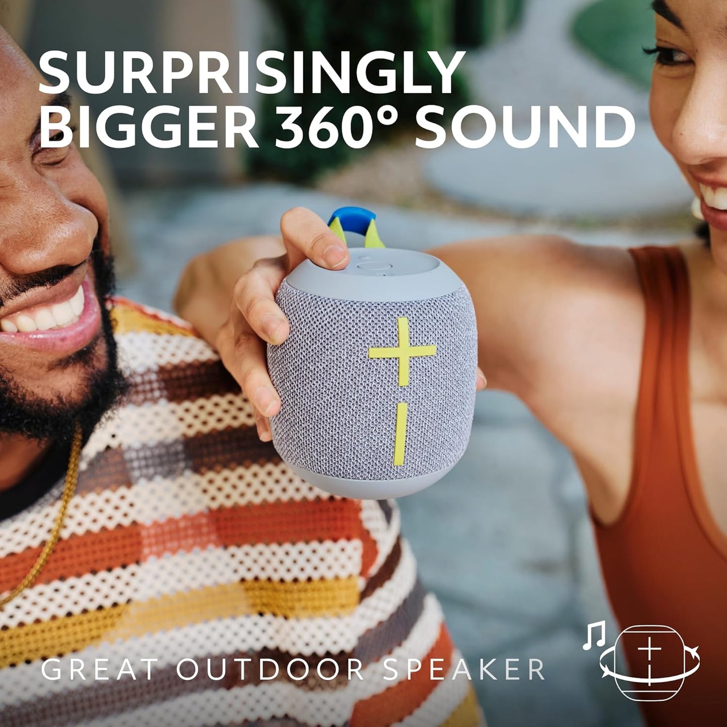 Ultimate Ears WONDERBOOM 4 Outdoor Speakers Bluetooth Waterproof with Big Bass & 360-Degree Sound, Dustproof Floating Wireless Speaker, 131ft Range - Gray