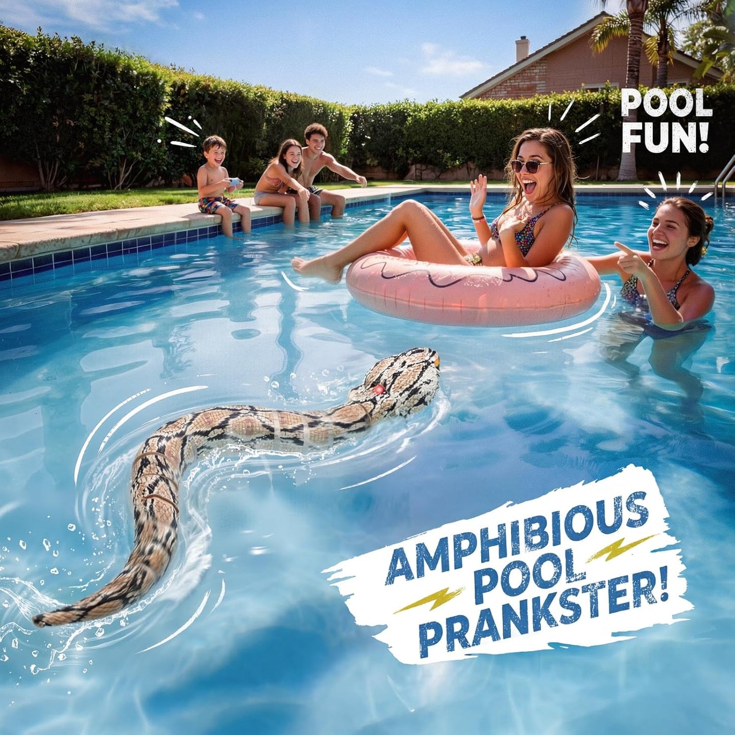 Amphibious Remote Control Rattlesnake Realistic Toy with Rattle Sound for Pranks, Indoor & Outdoor Games for Kids Ages 3+