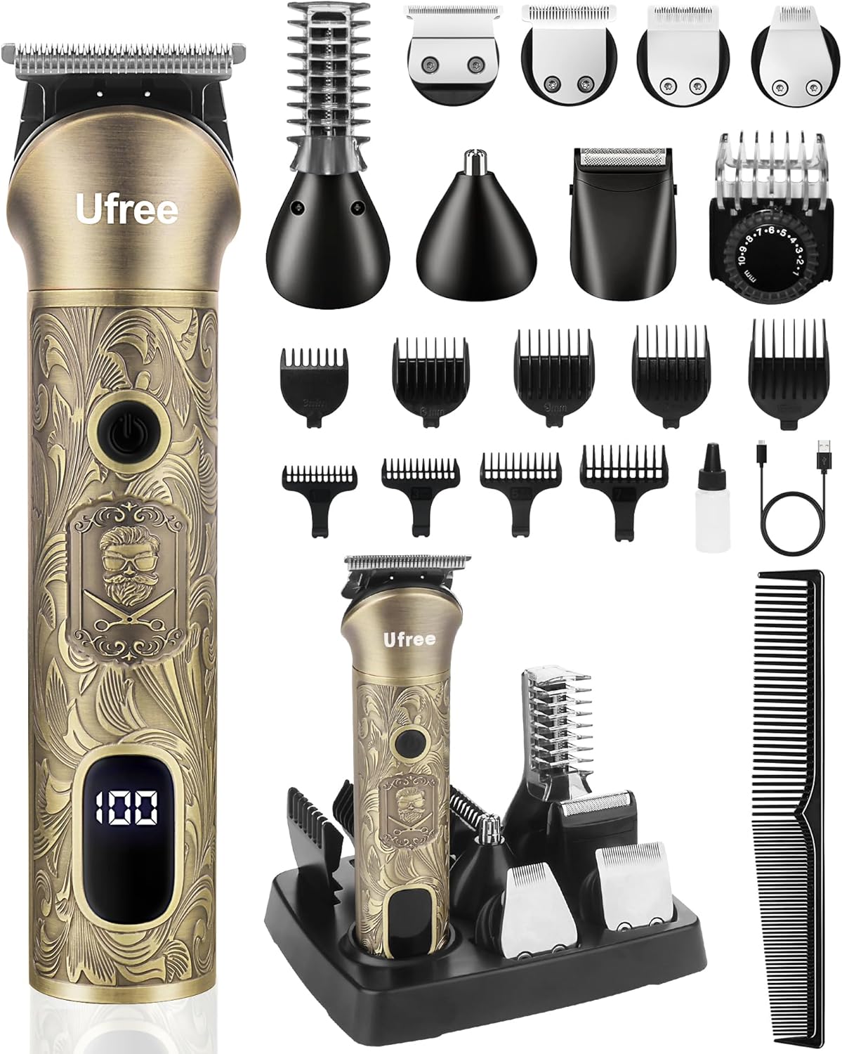 Beard Trimmer for Men and Mustache T Blade Liners Trimmer Set, Shaving Kit for Mustache Body Nose Ear Hair Facial, Electric Razor for Men