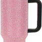 Insulated Stainless Steel Tumbler w/ Reusable Straw & Leak-Proof Lid Easy Carry Handle 40oz (Pink Rhinestones)
