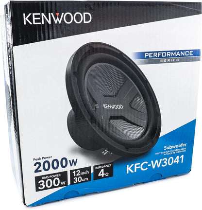 Kenwood KFC-W3041 Motorvoertuig-Subwoofer - 2000 Watt Maksimum Krag, 12 Duim, Enkele 4 Ohm Stemspoel, Afsonderlik Verkoop