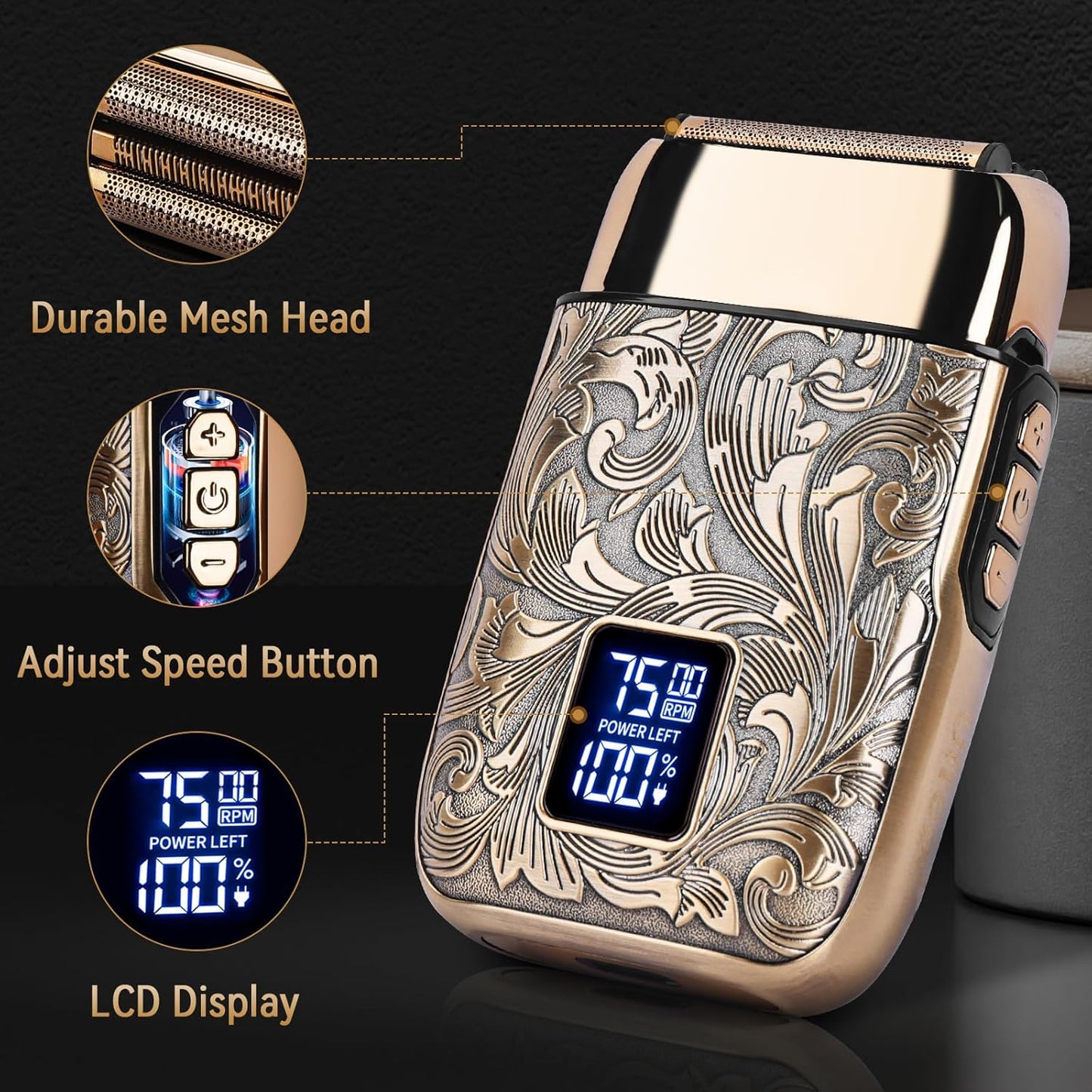 Close Shave Electric Foil Shavers for Men, 3-Speed Electric Razor, Bald Head Shavers, Face Shaving Beard Trimmer with LCD Display, Gifts for Men