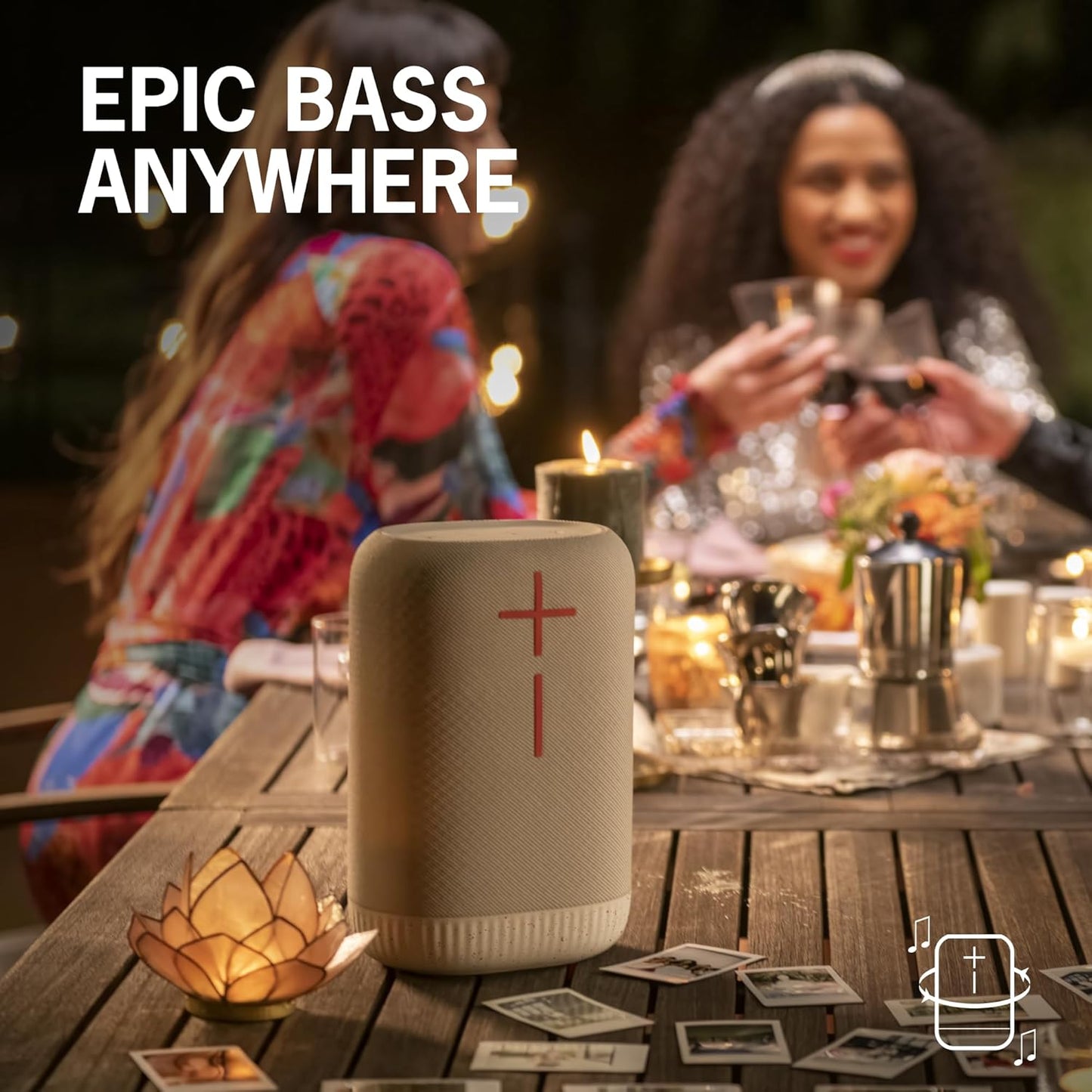 Ultimate Ears EPICBOOM, Portable Waterproof Bluetooth Speaker, Big Bass, 360-Degree Sound, Wireless Speakers, IP67, 17Hr Battery, USB C - White