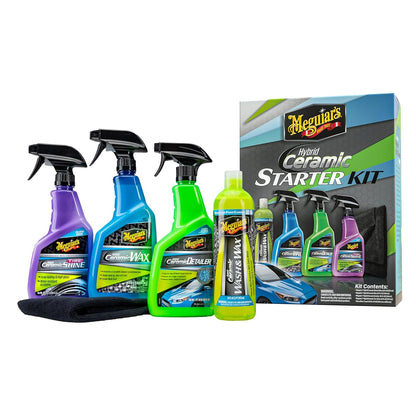 Meguiar’s Hybrid Ceramic-aanvangerspakket – Premium motorversorgingspakket sluit motorwas en -was, motorwas, spuitpoleermiddel en bandglansmiddel in