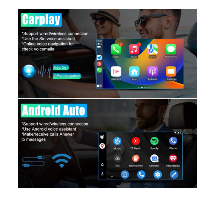 Car Stereo Replacement Support Carplay Android Auto Built in Bluetooth WiFi - for Jeep Wrangler JK 2007-2018 Dodge RAM 1500 2500 3500 2009-2012