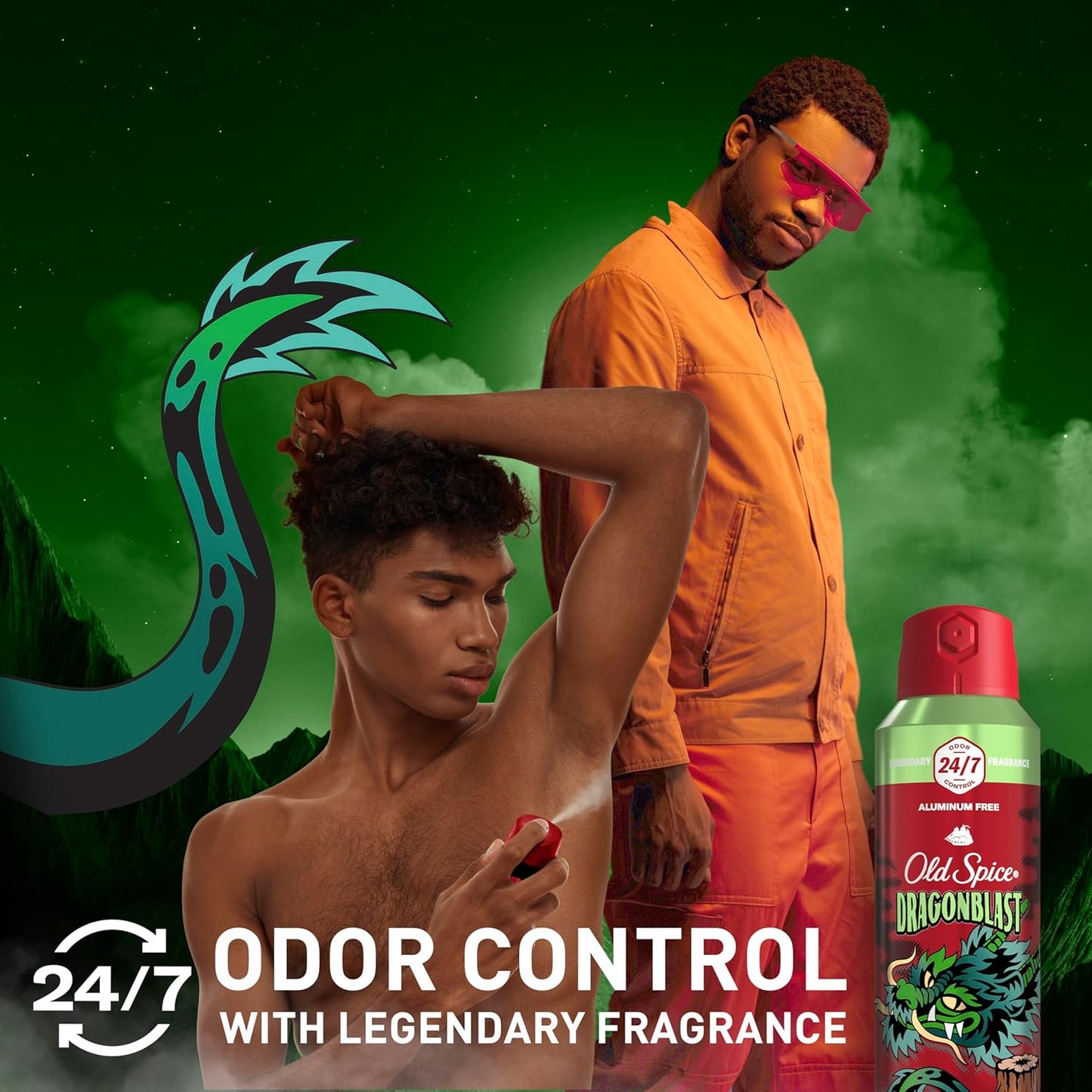 Old Spice Aluminum Free Body Spray for Men, 24/7 Odor Protection, Cologne Quality Scent - Dragonblast w/ Warm Woodsy Scent (Pack of 3)