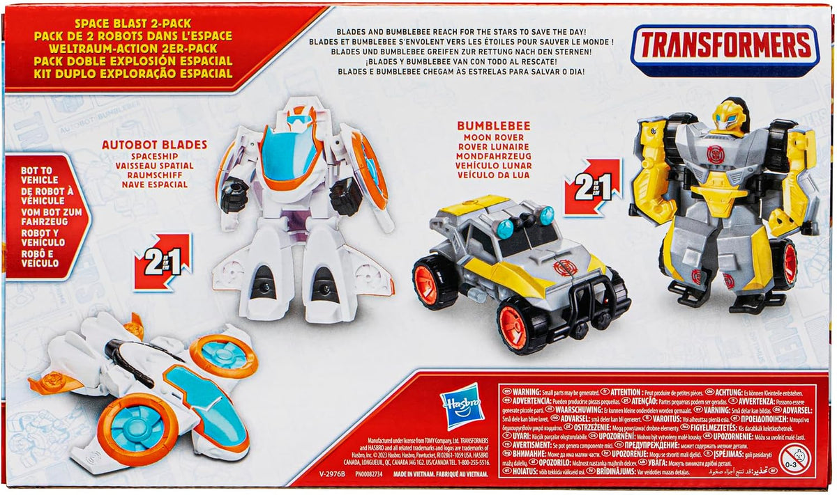 Transformers Toys Space Blast (2-Pack) Bumblebee and Autobot Blades 4.5-Inch Action Figures, Preschool Robot Toys (Ages 3 and Up)