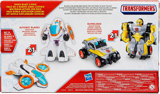 Transformers Toys Space Blast (2-Pack) Bumblebee and Autobot Blades 4.5-Inch Action Figures, Preschool Robot Toys (Ages 3 and Up)
