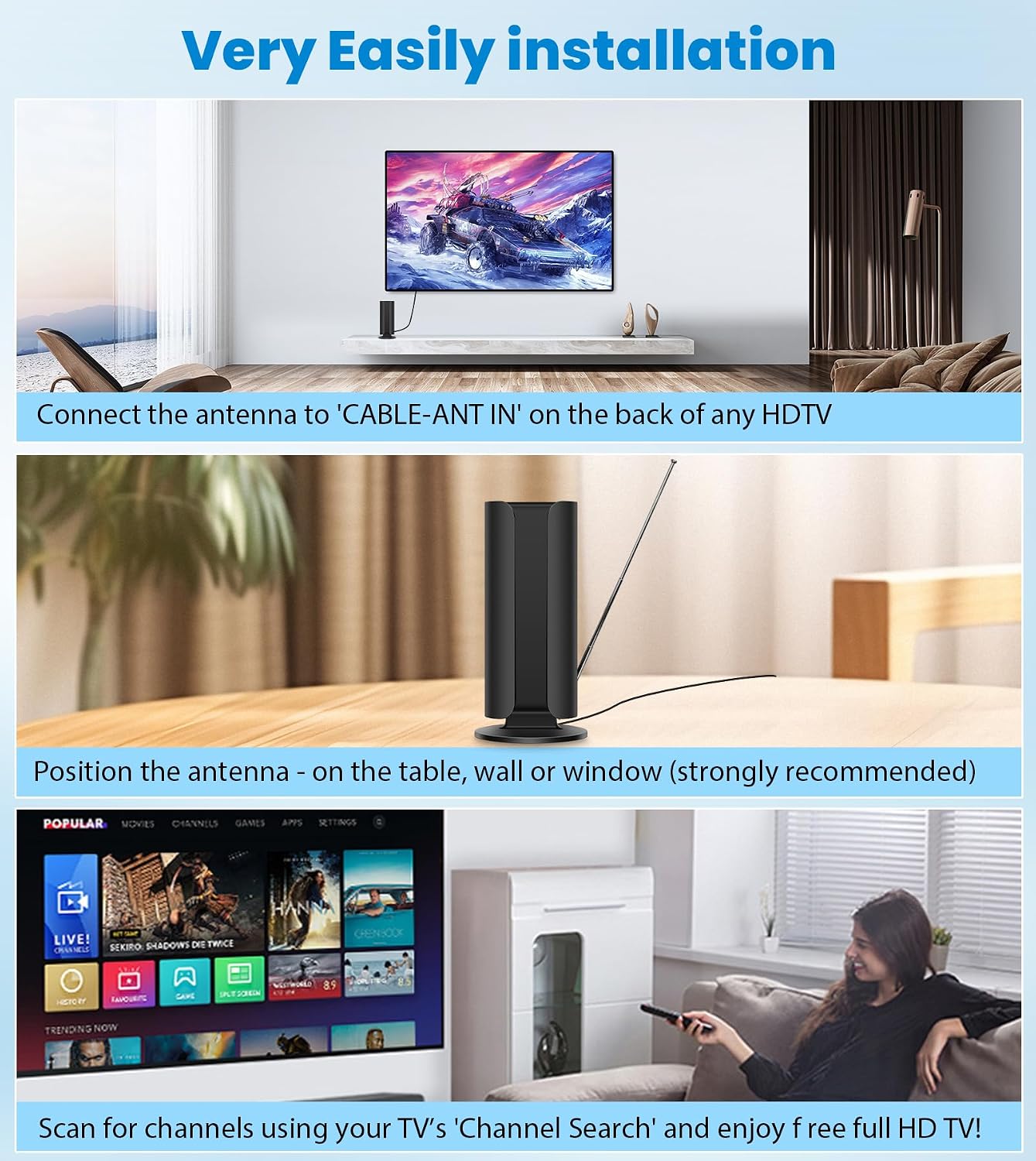 2026 TV-antenna vir Smart TV, 5000+ myl reikafstand sterkste digitale HD TV-antenna