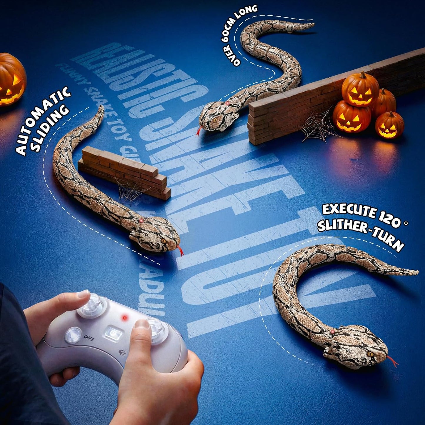 Amphibious Remote Control Rattlesnake Realistic Toy with Rattle Sound for Pranks, Indoor & Outdoor Games for Kids Ages 3+