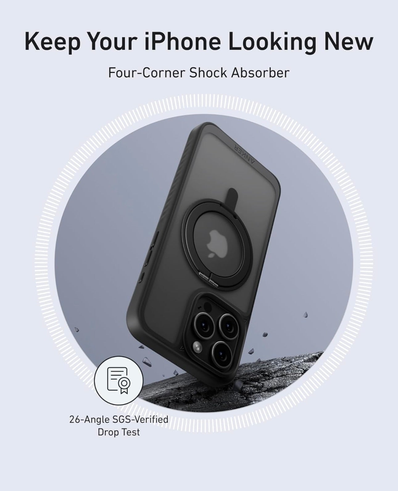 Anker Ultra Magnetic for iPhone Case with Sturdy 360° Ring Stand - (for iPhone 16 Pro Max, Pink)
