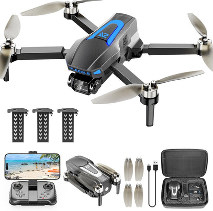 Drones w/ Camera 4K, Brushless Motor Drone for Beginners, FPV Foldable RC Quadcopter w/ 3 Batteries