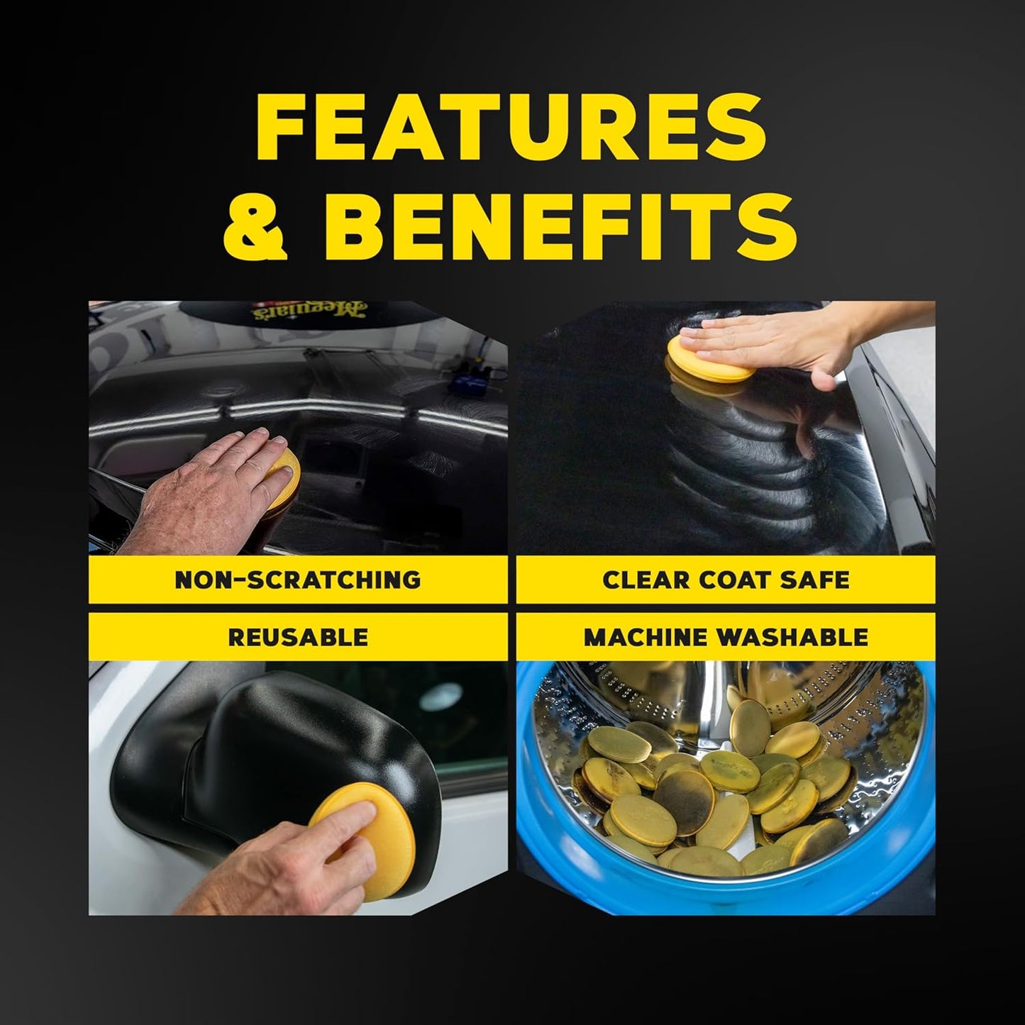 Meguiar's 4" Skuim Aanwenders Ultra-Sagte Handaanwenders m/ 'n Digtesel Skuim - 4 Pak