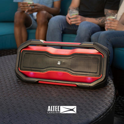 Altec Lansing ROCKBOX XL Draadlose Bluetooth Luidspreker, Draagbaar Waterdig met 20 Uur Speeltyd en 5 Verligte LED Ligmodusse, Drywende Draadlose Luidspreker vir Binne en Buite