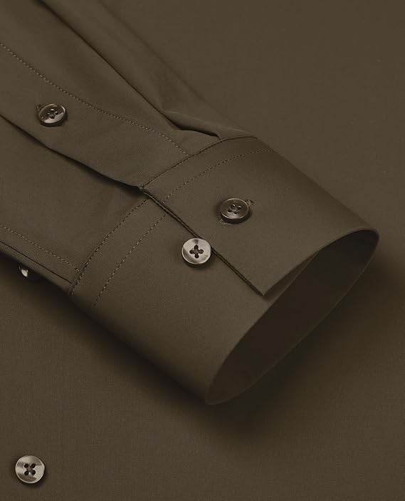 Mans Langmou Slim Fit, Spiervas, Kreukelvry, Knoop-af Rekbaar
