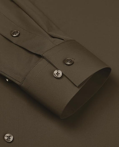 Mans Langmou Slim Fit, Spiervas, Kreukelvry, Knoop-af Rekbaar