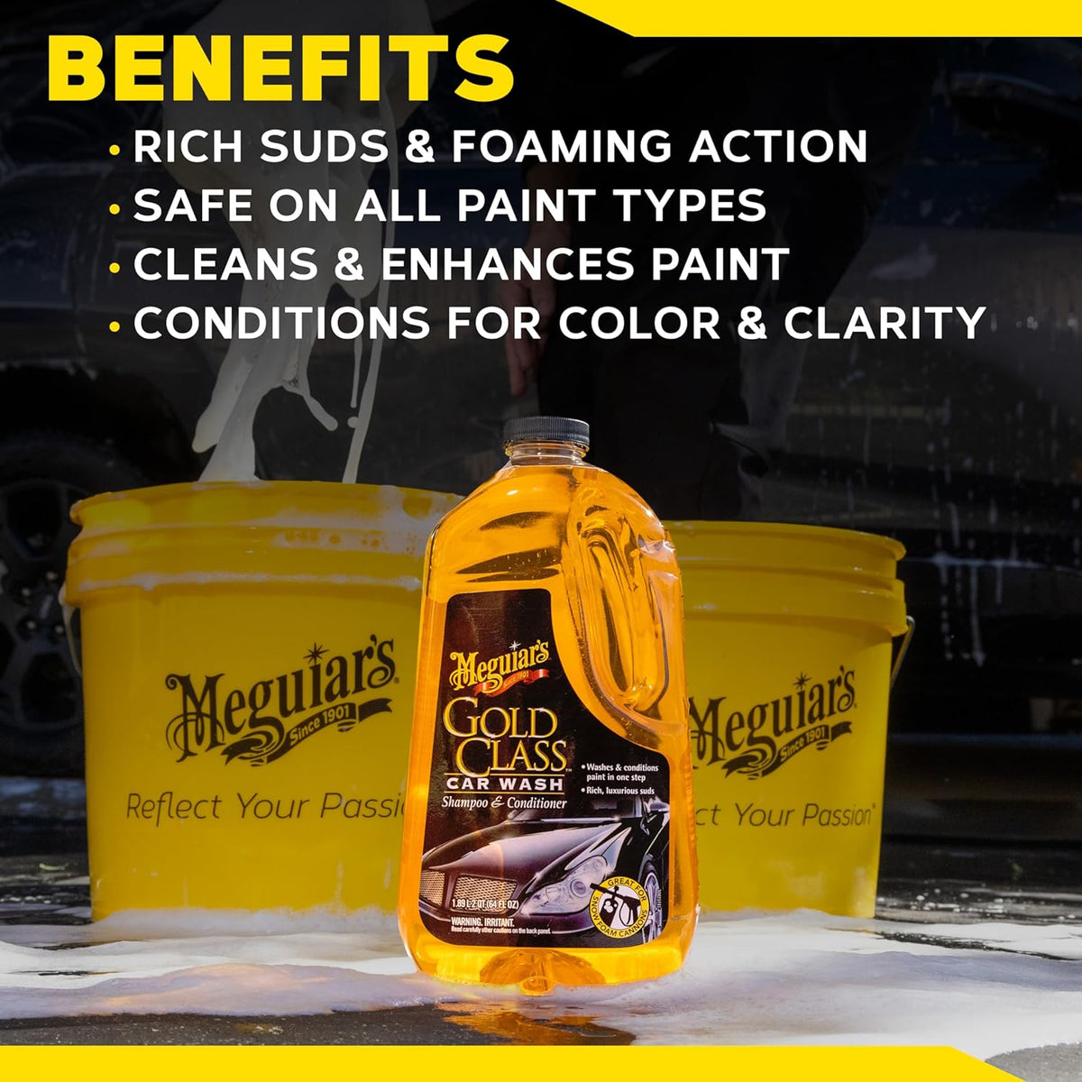 Meguiar's Gold Class Car Wash Foam Cannon Clean and Glossy Finish - Safe for All Paint Types (64 Oz)