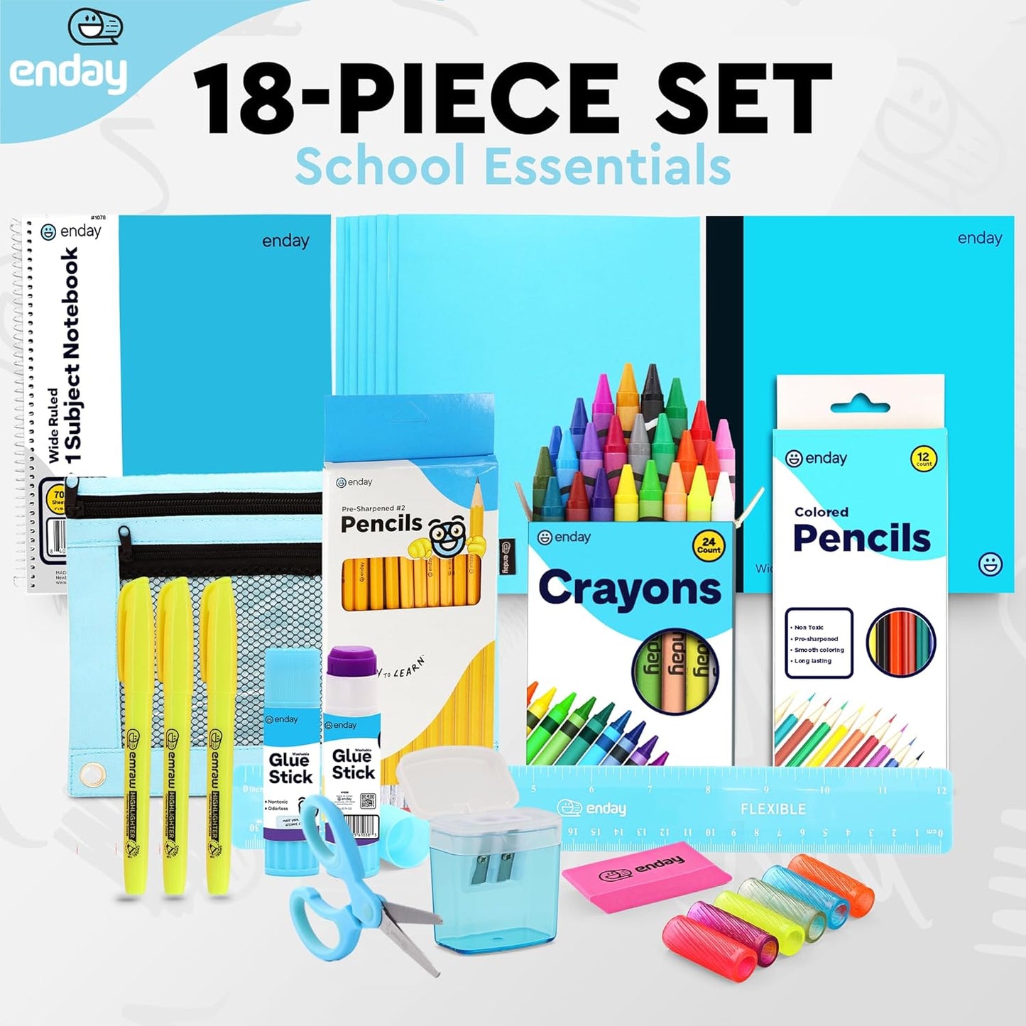 Back to School Supplies for Kids, Blue School Supply Box Premium Quality Kids School Supplies Kit, Kindergarten School Supplies for Girls and Boys, 78 Piece Set