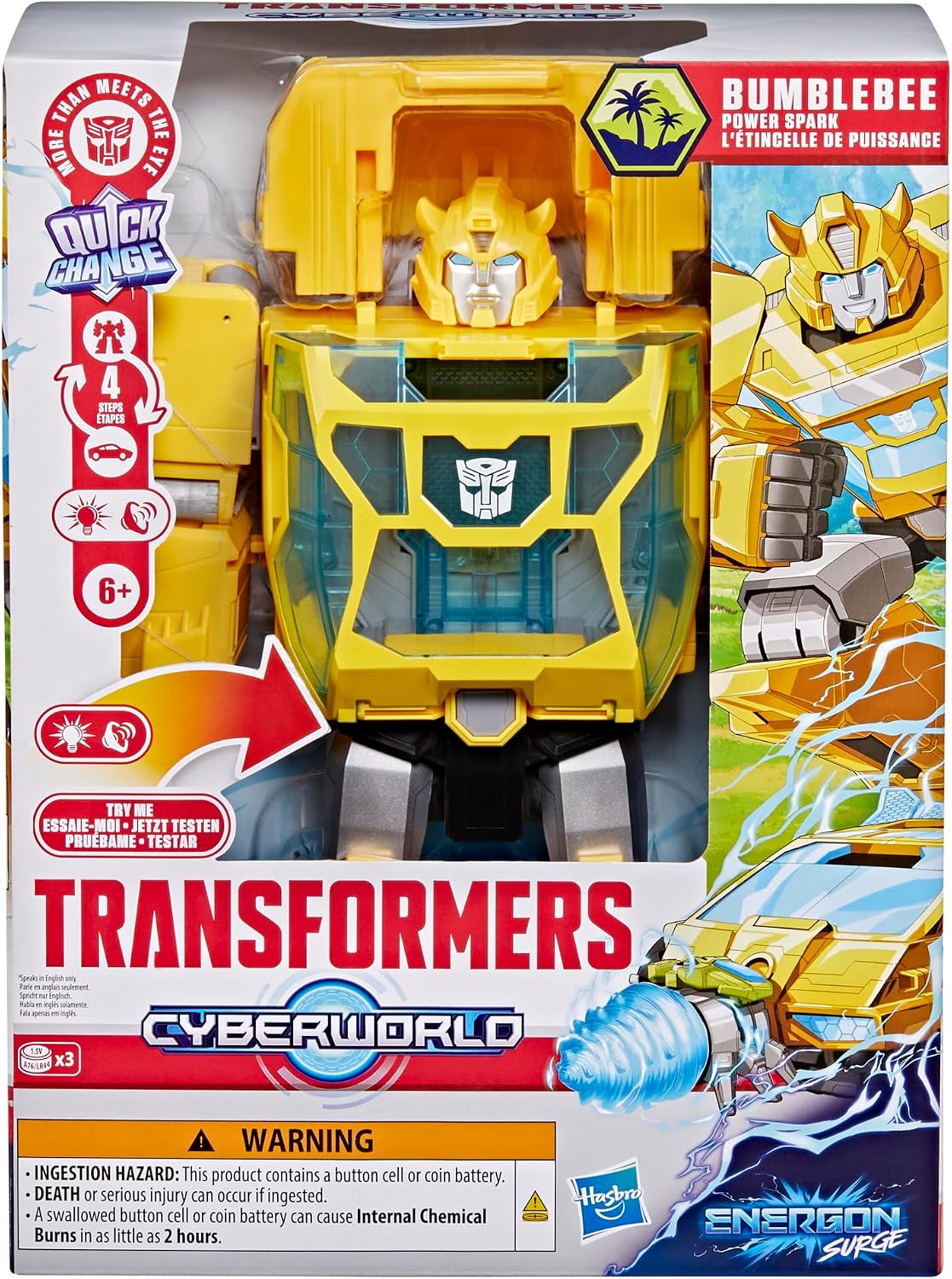 Transformers Toys CYBERWORLD Bumblebee Power Spark Energon Surge, Lights and Sounds (6+)