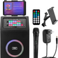 Portable Karaoke PA Speaker System - 600W 8” Rechargeable TWS, Party Lights, LED Display, FM/AUX/MP3/USB/SD, Wheels - Wireless Mic, Remote Control, Tablet Holder Included