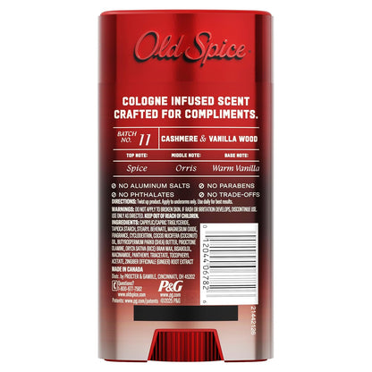 Old Spice Aluminum Free Deodorant for Men, The Spice Alchemist Collection, 24/7 Cologne Infused Scent - Cashmere + Vanilla Wood Scent