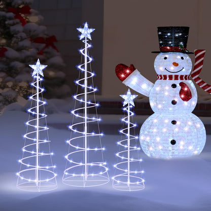 (3Pack) Spiral Christmas Tree Lights, 218 LED Outdoor Lighted Tree with Star Topper & Stakes, Christmas Decorations - Cool White