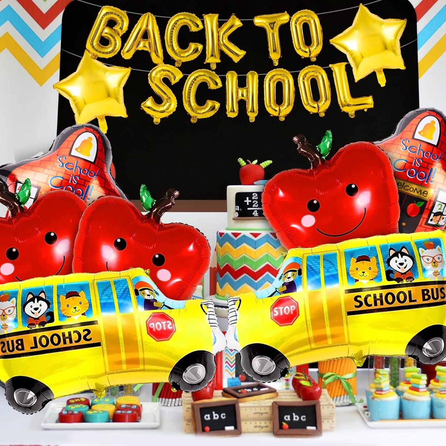 20Pcs Back to School Welcome School Bus Foils Balloons - Party Decoration