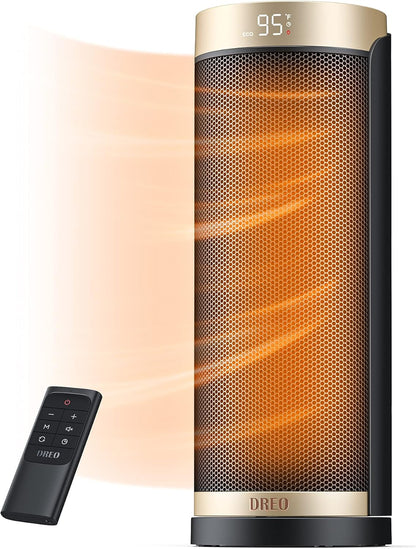 Ruimteverwarmer, 1500W elektriese verwarmers vir binnenshuise gebruik m/ Termostaat, 70° Ossillasie, 8 Veiligheidsbeskermings, 5 Modusse, Afstandbeheer, 12H Aanskakeltydhouer